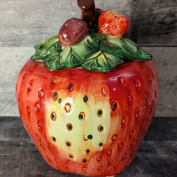 Vintage Strawberry Cookie Jar - Picture 2 of 6